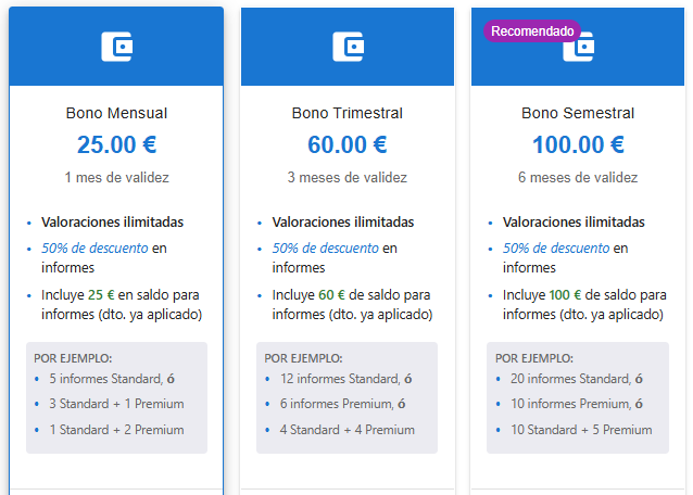 Productos y Tarifas 16 Tarifas Bono