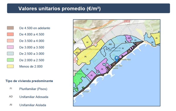 Nuevo mapa de valor medio por zona en nuestros Informes Premium 1 mapa zonal benicasim